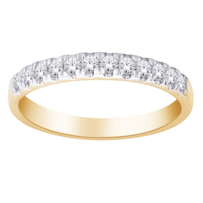 Image de Jonc semi-éternité en or jaune et blanc avec diamants