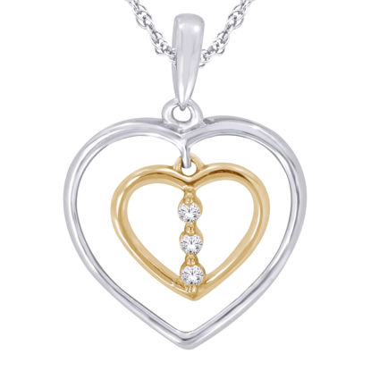 Image de Collier en or blanc et jaune 10KT avec diamants