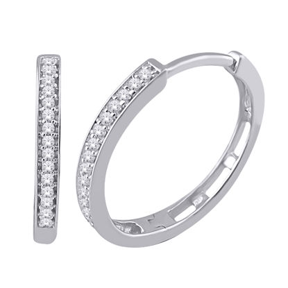 Image de Boucles d'oreilles en or blanc 10KT avec diamants