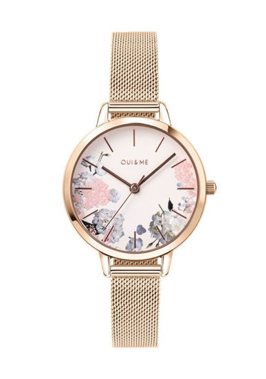 Image sur Montre or rose avec fleurs de la Collection Oui & Me
