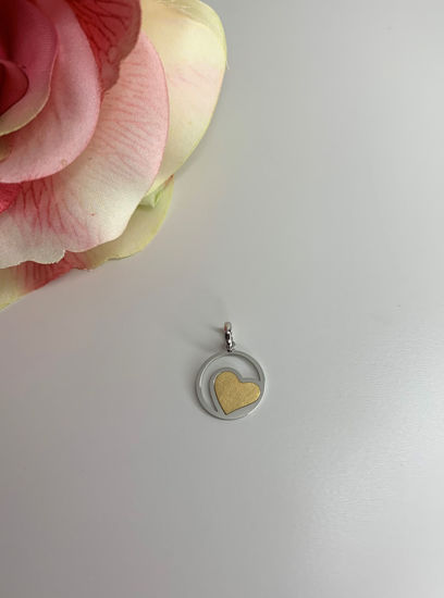 Image sur Pendentif en or blanc et jaune 10KT avec cœur