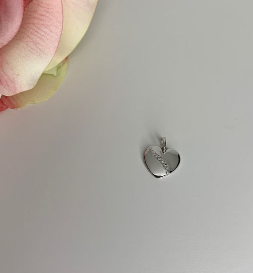 Image sur Pendentif cœur en or blanc avec zircons cubiques