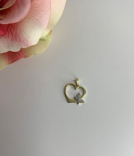 Image sur Pendentif cœur en or jaune et blanc 10KT