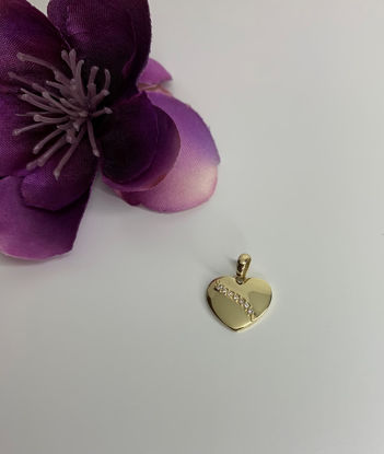 Image de Pendentif cœur en or jaune avec zircons cubiques