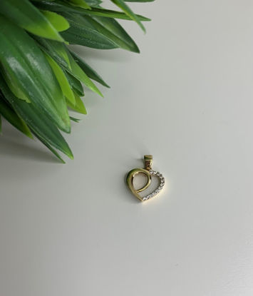 Image de Pendentif cœur en or jaune avec zircons cubiques