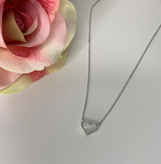 Image sur Collier en argent 925 avec cœur en nacre de perle