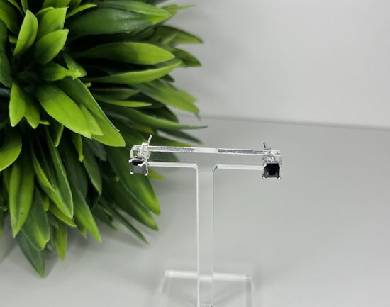 Image sur Boucles d'oreilles en argent 925 avec un zircon cubique noir