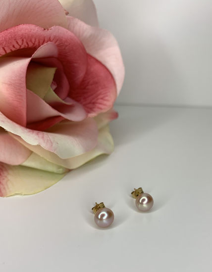 Image sur Boucles d'oreilles perles d'eau douce teintes et or jaune