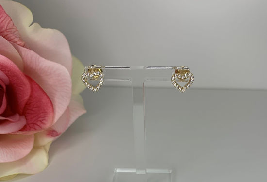 Image sur Boucles d'oreilles en or jaune cœurs avec zircons cubiques