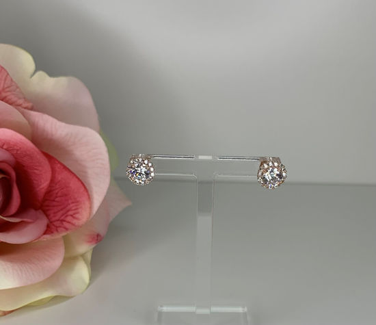 Image sur Boucles d'oreilles en or rose avec zircons cubiques