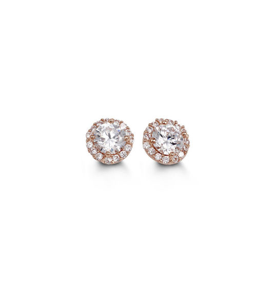 Image sur Boucles d'oreilles en or rose avec zircons cubiques