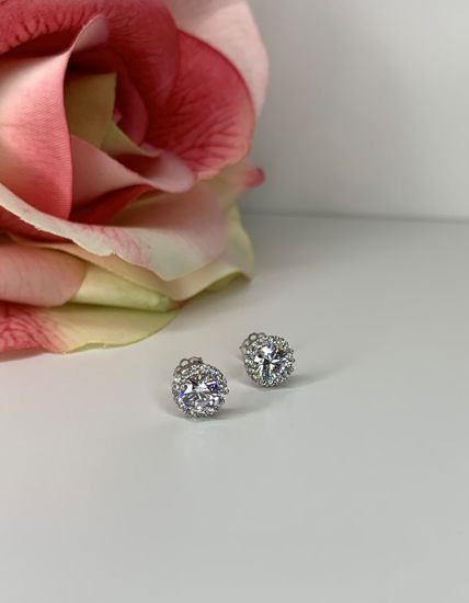 Image sur Boucles d'oreilles en or blanc avec zircons cubiques