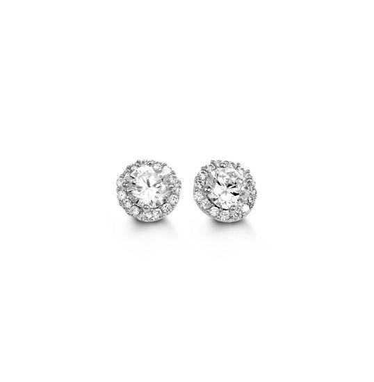 Image sur Boucles d'oreilles en or blanc avec zircons cubiques