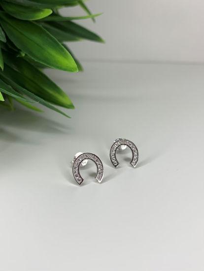 Image sur Boucles d'oreilles en or blanc avec zircons cubiques