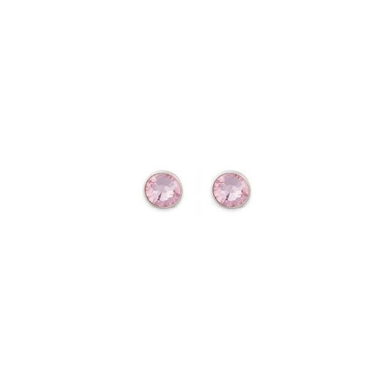 Image sur Boucles d'oreilles cristal rose en laiton rhodié de la Collection Cœur de lion
