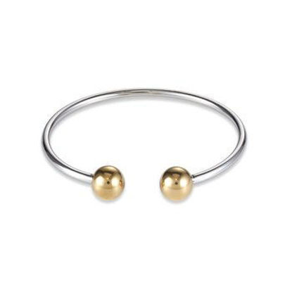 Image de Bracelet semi-rigide acier et or de la Collection Cœur de lion