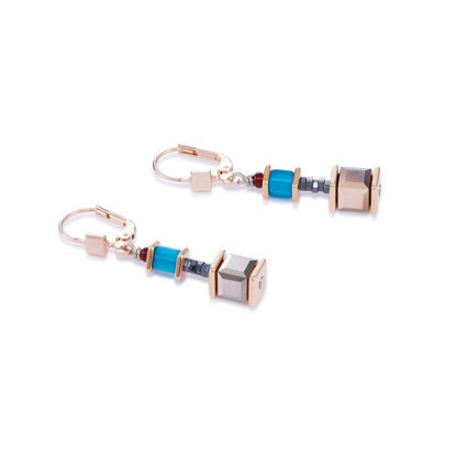 Image de Boucles d'oreilles bleues et rouges en argent 925 de la Collection Cœur de lion