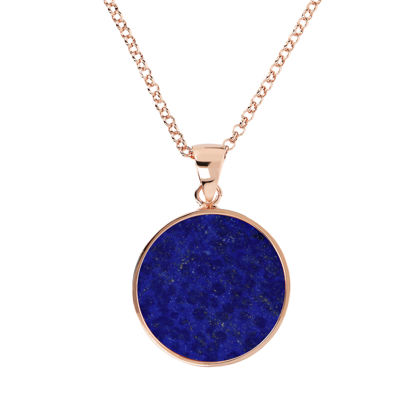 Image de Collier en bronze recouvert d'or rose avec Lapis-lazuli