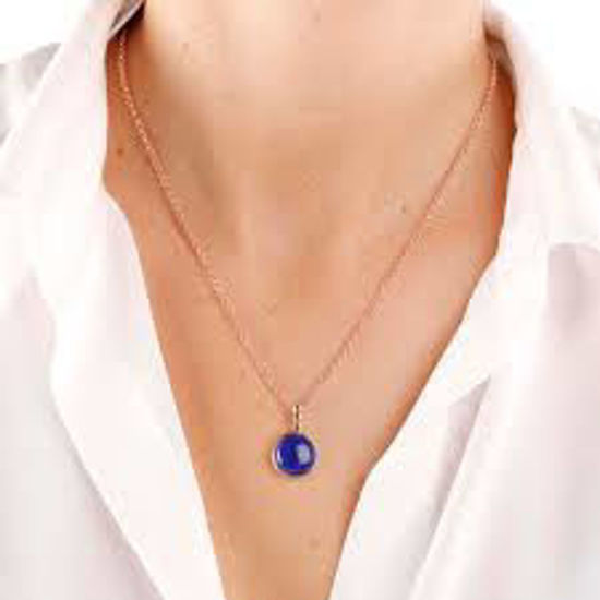 Image sur Collier en bronze recouvert d'or rose avec Lapis-lazuli