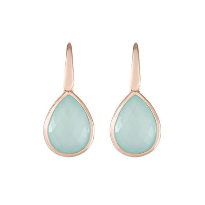 Image de Boucles d'oreilles en bronze recouvertes d'or rose avec Calcédoine aqua