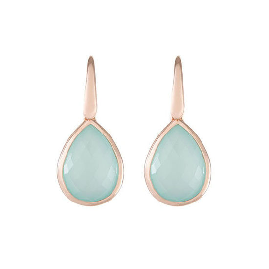 Image sur Boucles d'oreilles en bronze recouvertes d'or rose avec Calcédoine aqua