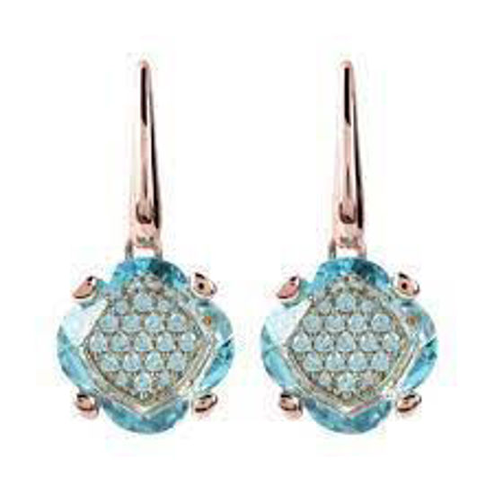 Image sur Boucles d'oreilles en bronze recouvertes d'or rose avec Hydrothermale bleu
