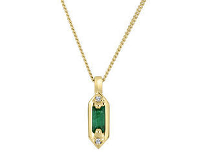 Image de Collier en or jaune avec émeraude et diamants