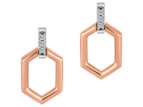 Image sur Boucles d'oreille en or blanc et rose avec diamants