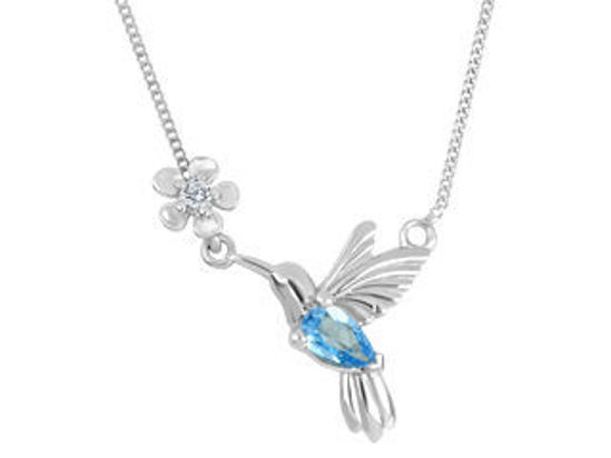 Image sur Collier en or blanc avec topaze bleu et diamant