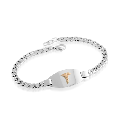 Image de Bracelet médical pour enfant 5 3/4" à 6 1/4'' en acier inoxydable 2 tons - SMABB1