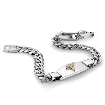 Image de Bracelet médical Gourmette 8 1/4" à 9" en acier inoxydable 2 tons - SMAB51