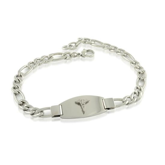 Image sur Bracelet médical maille Figaro 8 1/2" à 9 1/4'' en acier inoxydable - SMAB22