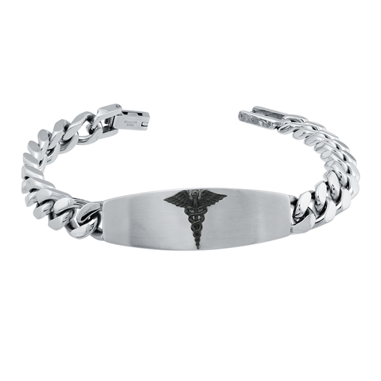 Image sur Bracelet médical Gourmette 8 1/2" à 9 1/2'' en acier inoxydable - SMAB15