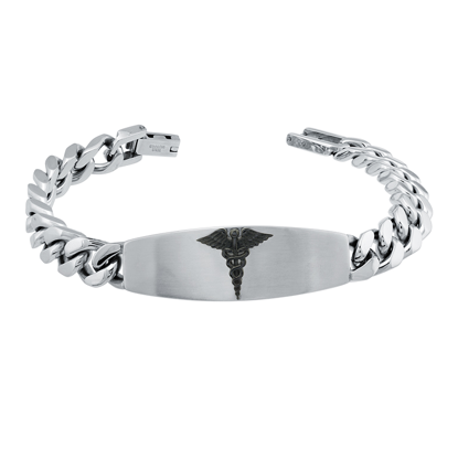 Image de Bracelet médical Gourmette 8 1/2" à 9 3/4'' en acier inoxydable - SMAB15