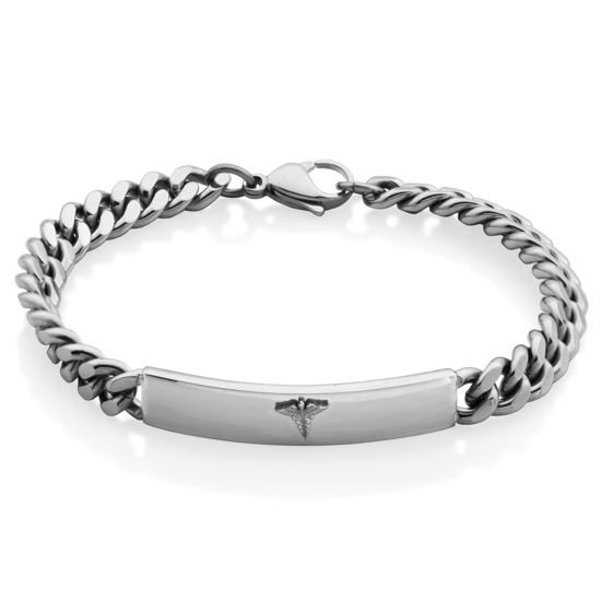 Image sur Bracelet médical Gourmette 8 1/2" en acier inoxydable - T1XC790185