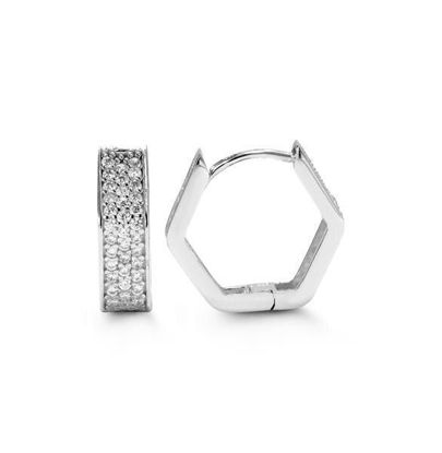 Image de Boucles d'oreilles avec zircons cubiques en or blanc 10KT