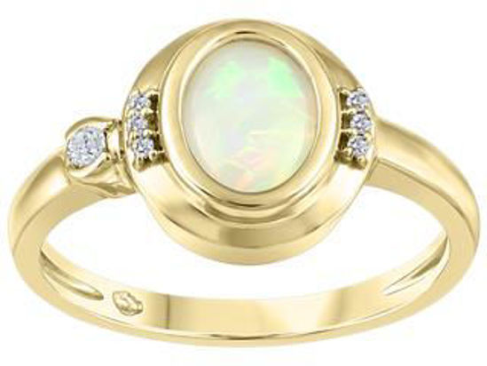 Image sur Bague en or jaune 10KT avec opale et diamants