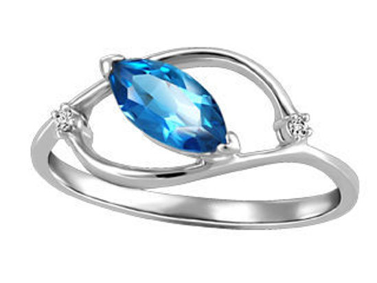 Image sur Bague en or blanc 10kt avec topaze bleu et diamants