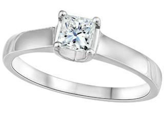 Image sur Bague en or blanc 14KT avec un diamant naturel forme princesse