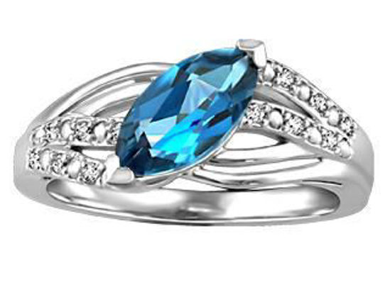 Image sur Bague en or blanc avec topaze London blue et diamants