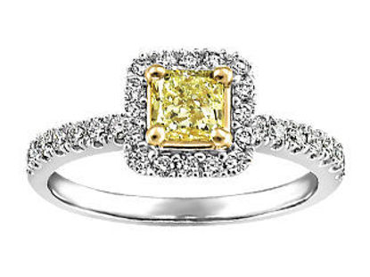 Image de Bague en or blanc et jaune 18KT avec un diamant couleur canari