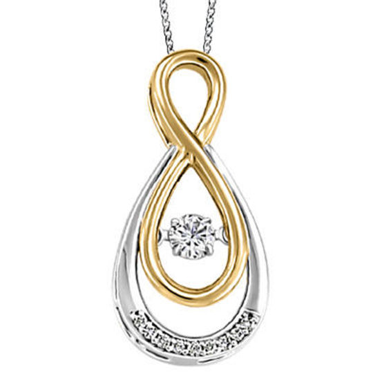 Image sur Collier en or blanc et jaune 10KT avec diamant canadien dansant