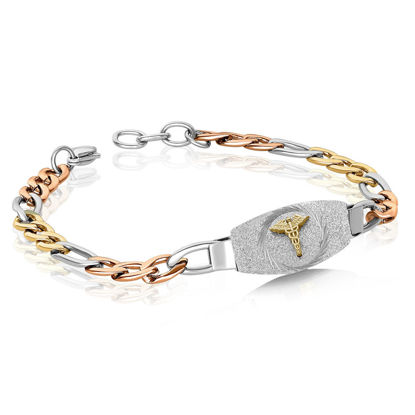 Image de Bracelet médical maille figaro 7 1/2" à 8 1/4'' en acier inoxydable - SMAB58