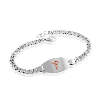 Image de Bracelet médical Gourmette 7 1/4" à 7 3/4" en acier inoxydable - SMAB20