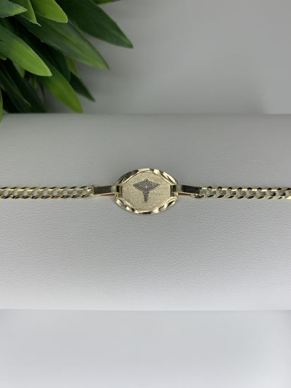 Image sur Bracelet médical Gourmette 7 1/2" en or jaune et blanc 10KT