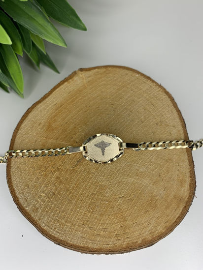 Image sur Bracelet médical Gourmette 7 1/2" en or jaune et blanc 10KT