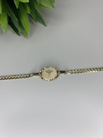 Image sur Bracelet médical Gourmette 7 1/2" en or jaune et blanc 10KT