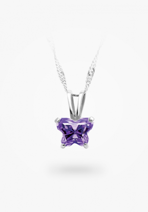 Image de Pendentif en or blanc 10KT avec pierre du mois de février Collection Bfly