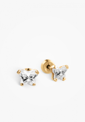 Image de Boucles d'oreilles en or jaune 10KT avec pierre du mois d'avril Collection Bfly