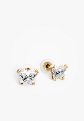 Image de Boucles d'oreilles en or jaune 10KT avec pierre du mois d'avril Collection Bfly